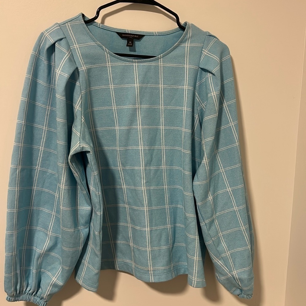 Banana Republic Light Baby Blue Long Sleeve Cotton Sweater Size Medium